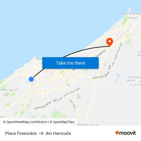 Place Financière to Aïn Harrouda map
