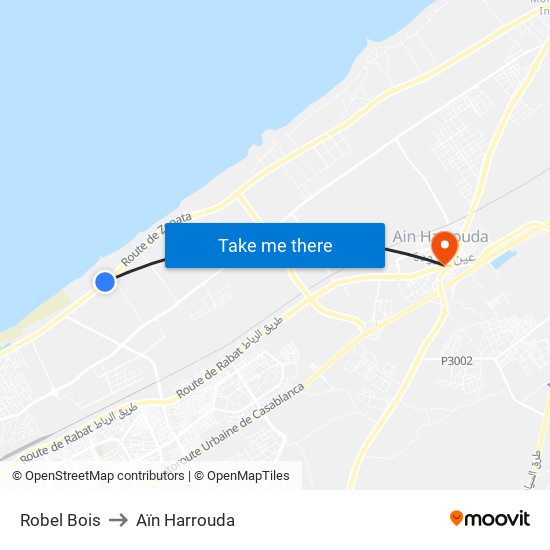 Robel Bois to Aïn Harrouda map
