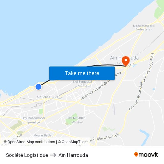 Société Logistique to Aïn Harrouda map