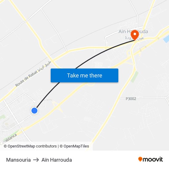 Mansouria to Aïn Harrouda map