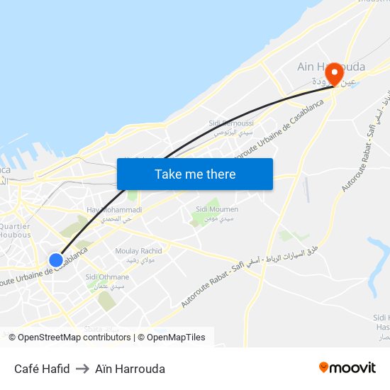Café Hafid to Aïn Harrouda map