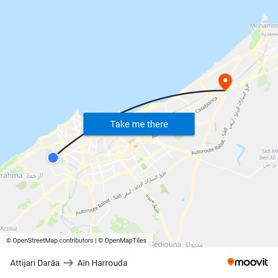 Attijari Darâa to Aïn Harrouda map