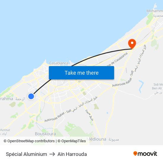 Spécial Aluminium to Aïn Harrouda map