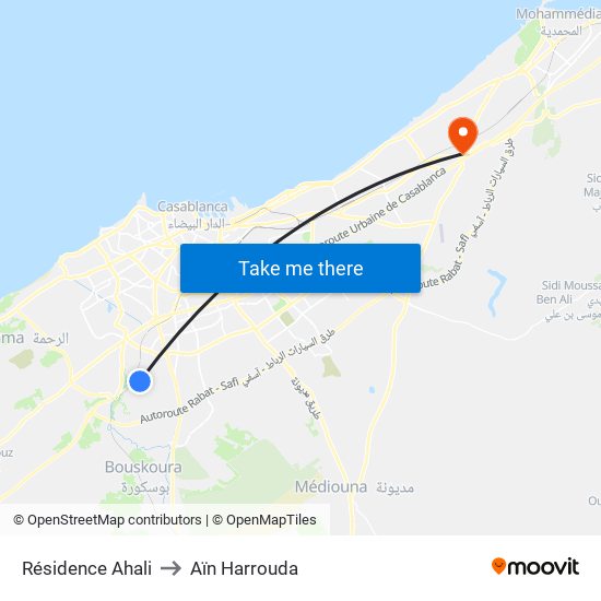 Résidence Ahali to Aïn Harrouda map