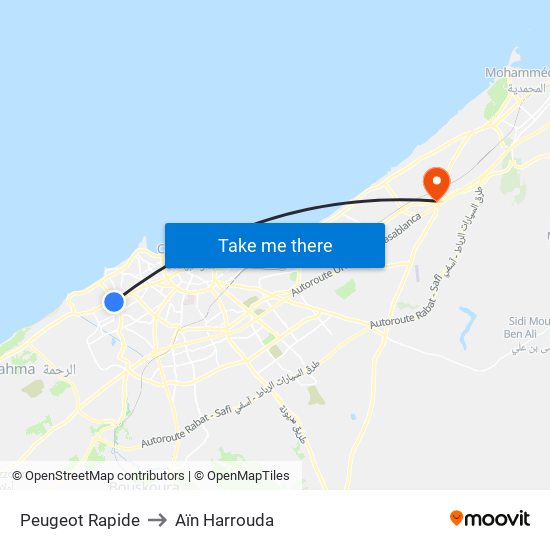 Peugeot Rapide to Aïn Harrouda map