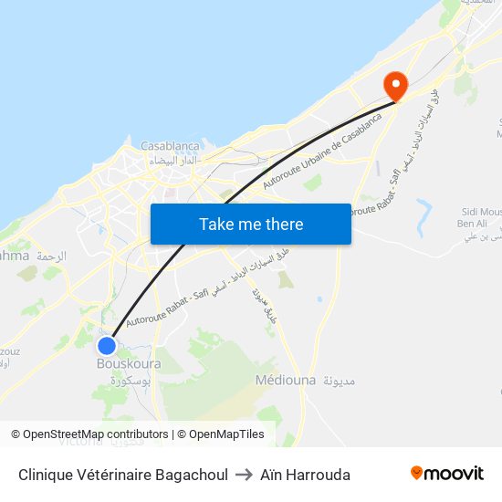 Clinique Vétérinaire Bagachoul to Aïn Harrouda map