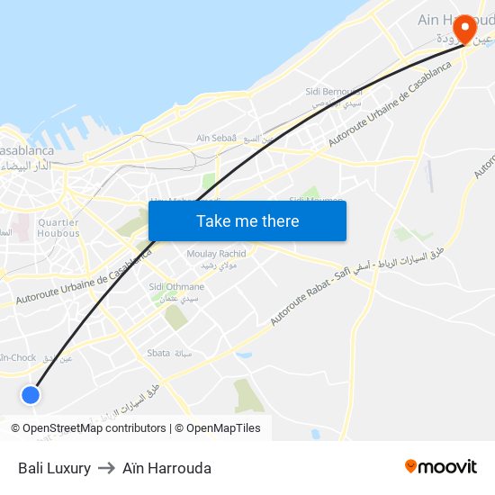 Bali Luxury to Aïn Harrouda map