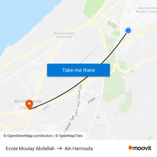 Ecole Moulay Abdellah to Aïn Harrouda map