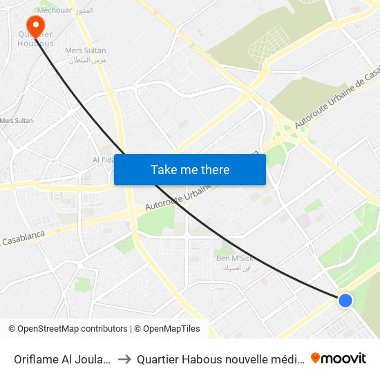 Oriflame Al Joulane to Quartier Habous nouvelle médina map