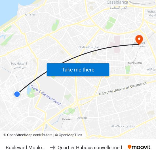 Boulevard Moulouya to Quartier Habous nouvelle médina map