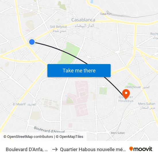 Boulevard D'Anfa, 112 to Quartier Habous nouvelle médina map