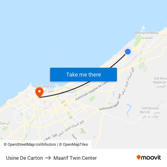 Usine De Carton to Maarif Twin Center map