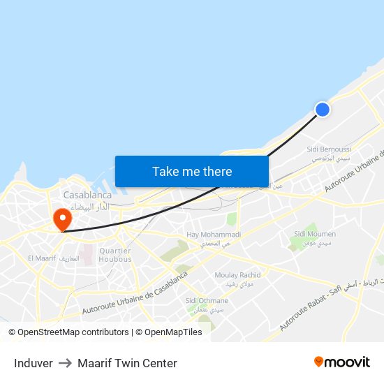 Induver to Maarif Twin Center map