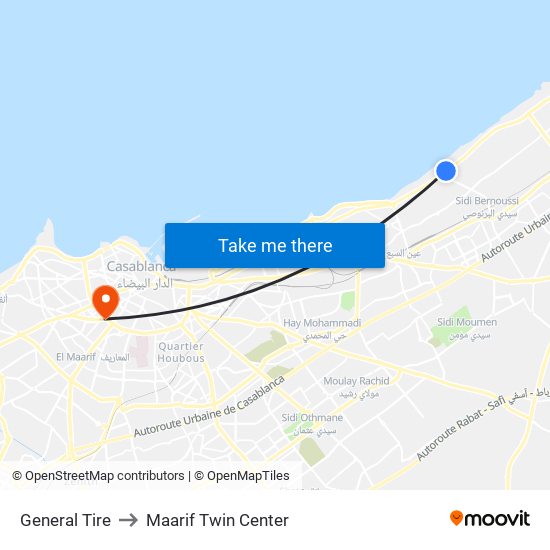 General Tire to Maarif Twin Center map