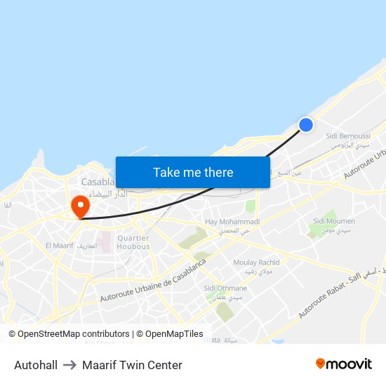 Autohall to Maarif Twin Center map