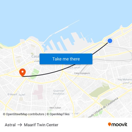 Astral to Maarif Twin Center map