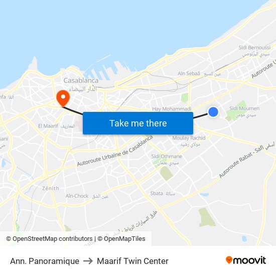 Ann. Panoramique to Maarif Twin Center map
