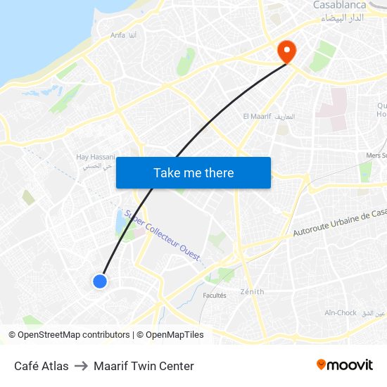 Café Atlas to Maarif Twin Center map