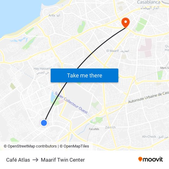 Café Atlas to Maarif Twin Center map