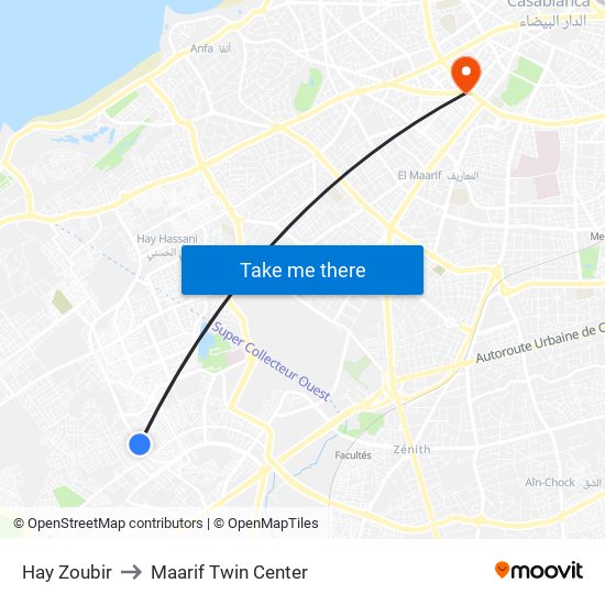 Hay Zoubir to Maarif Twin Center map