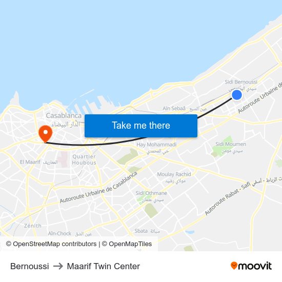 Bernoussi to Maarif Twin Center map