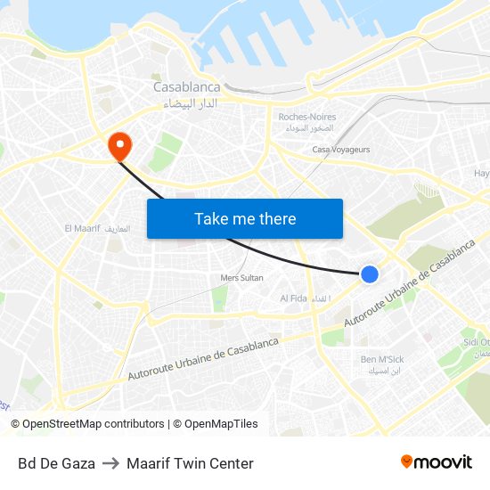 Bd De Gaza to Maarif Twin Center map