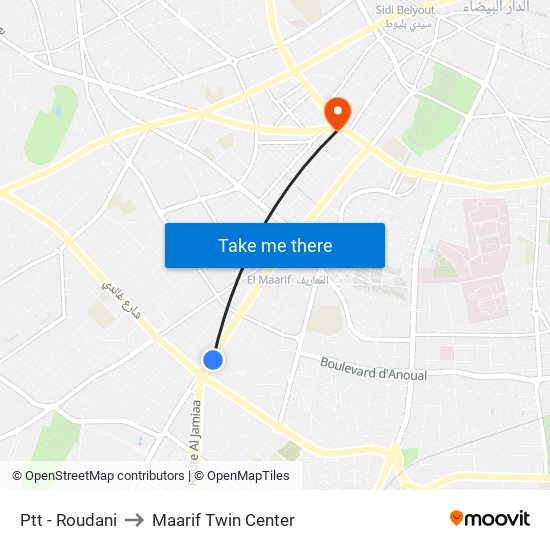 Ptt - Roudani to Maarif Twin Center map