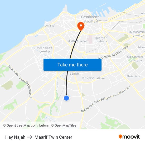 Hay Najah to Maarif Twin Center map