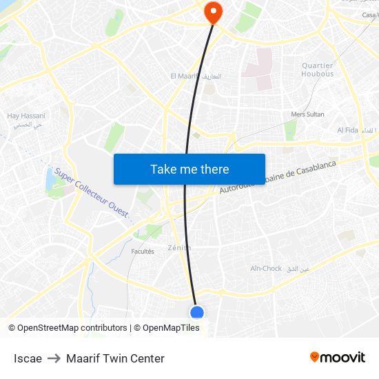 Iscae to Maarif Twin Center map