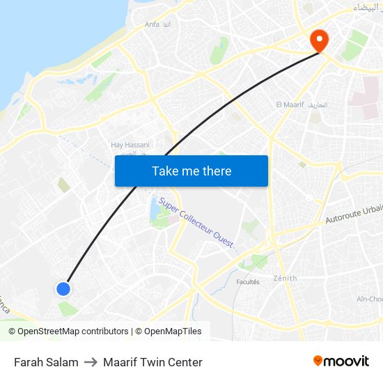 Farah Salam to Maarif Twin Center map