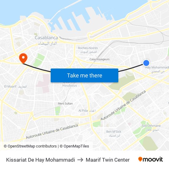 Kissariat De Hay Mohammadi to Maarif Twin Center map