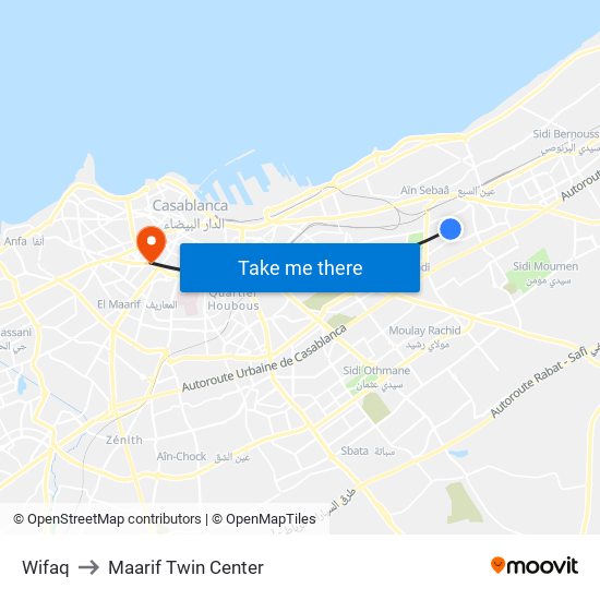 Wifaq to Maarif Twin Center map