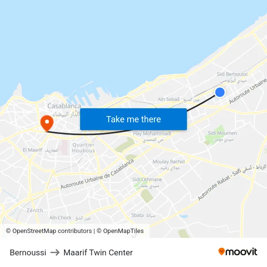 Bernoussi to Maarif Twin Center map