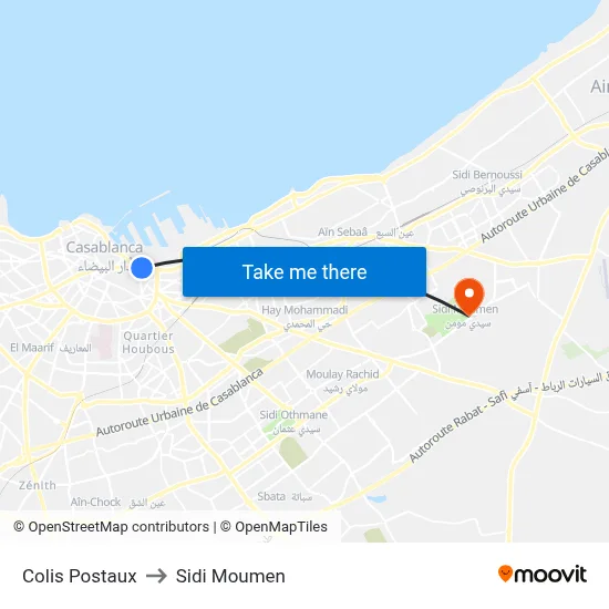 Colis Postaux to Sidi Moumen map