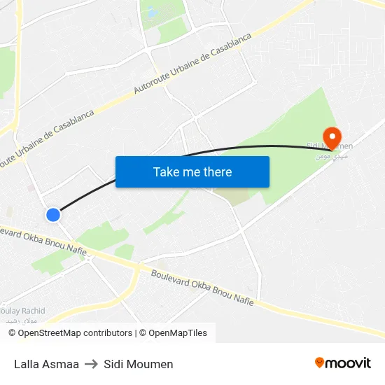Lalla Asmaa to Sidi Moumen map
