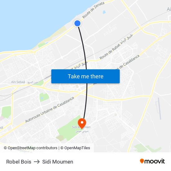 Robel Bois to Sidi Moumen map