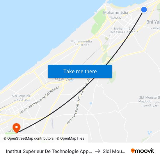 Institut Supérieur De Technologie Appliquée to Sidi Moumen map