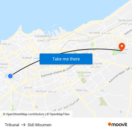 Tribunal to Sidi Moumen map