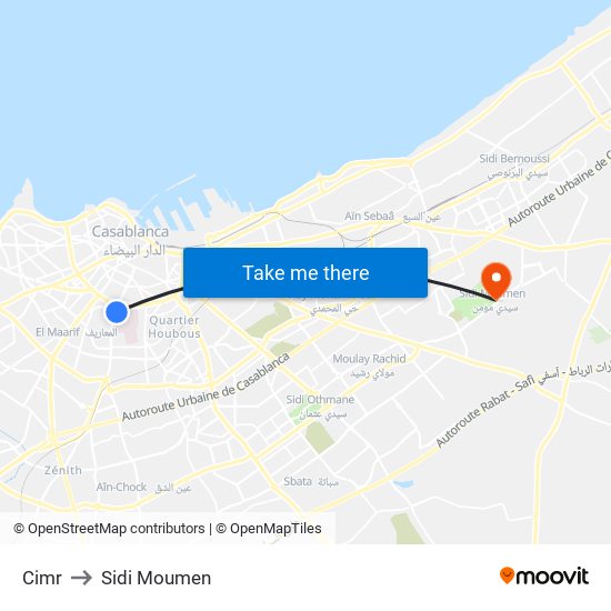 Cimr to Sidi Moumen map