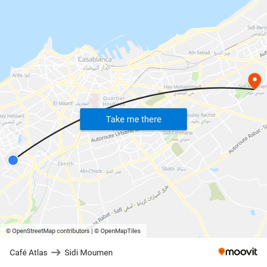 Café Atlas to Sidi Moumen map