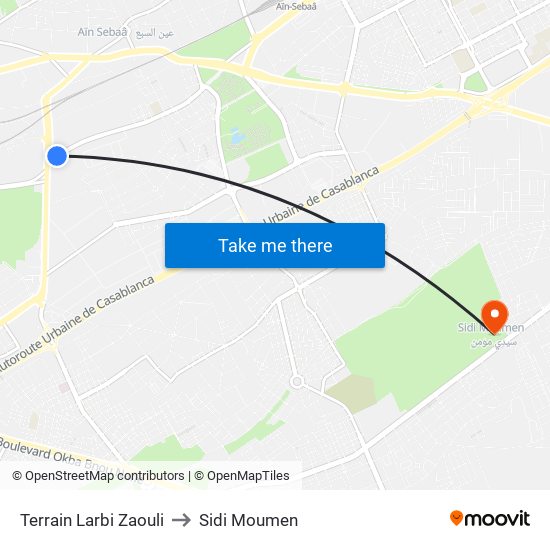 Terrain Larbi Zaouli to Sidi Moumen map