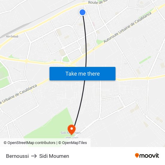Bernoussi to Sidi Moumen map
