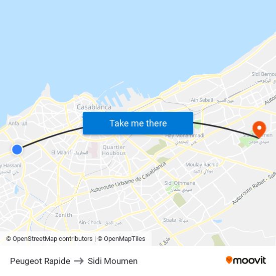Peugeot Rapide to Sidi Moumen map