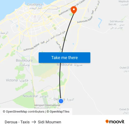 Deroua - Taxis to Sidi Moumen map
