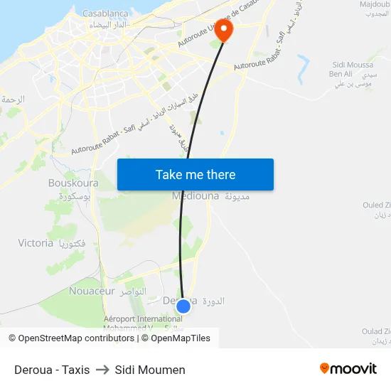 Deroua - Taxis to Sidi Moumen map