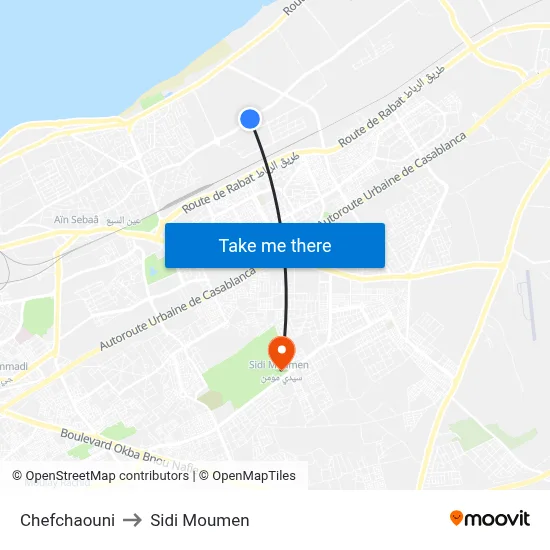 Chefchaouni to Sidi Moumen map