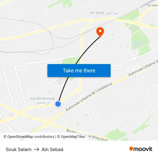 Souk Salam to Aïn Sebaâ map