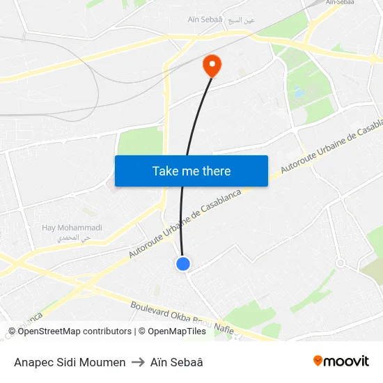 Anapec Sidi Moumen to Aïn Sebaâ map