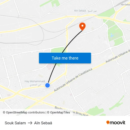 Souk Salam to Aïn Sebaâ map
