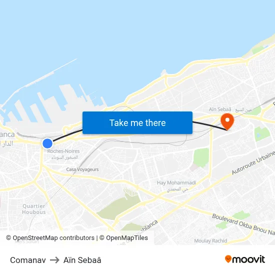 Comanav to Aïn Sebaâ map
